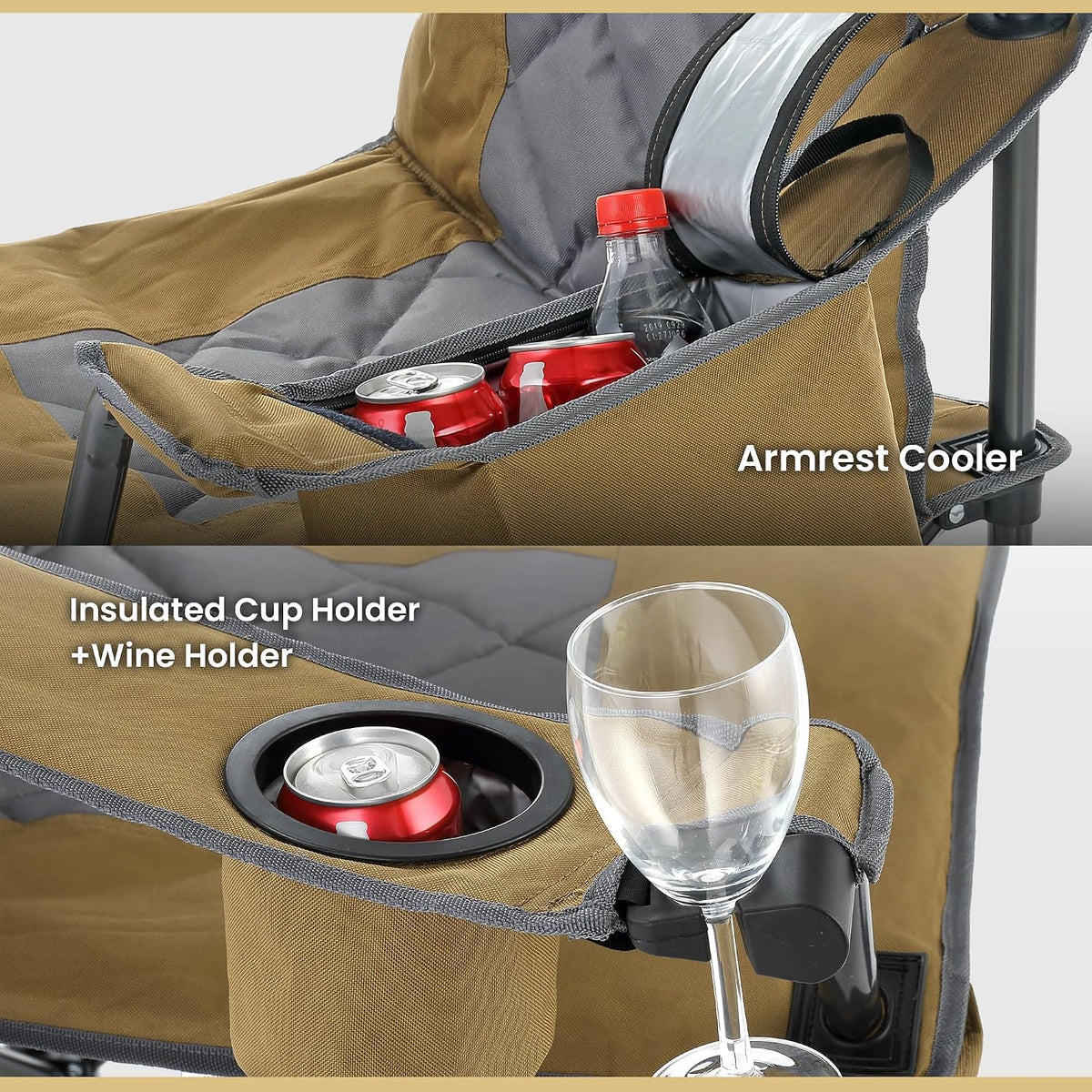 ARROWHEAD OUTDOOR 2PK Portable Deluxe Folding Camp Quad Chair, Headrest