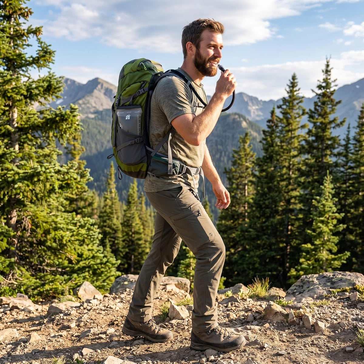 GLANC Hydration Bladder - 2L Water Bladder with Cleaning Kit for Outdoor Hiking Backpack, BPA Free Leakproof Water Reservoir for Hydration Pack, Insulated Hose & High Flow Bite Valve