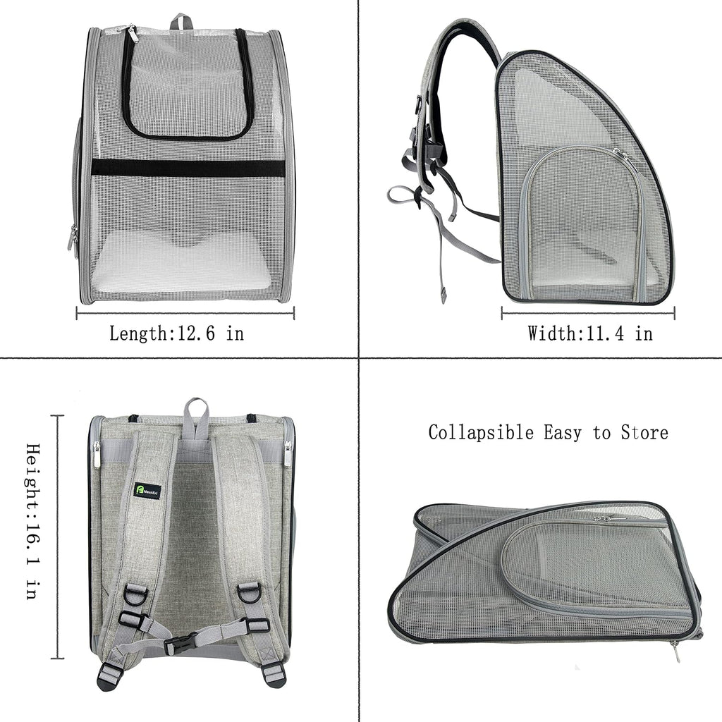 Pet Carrier Backpack, Ventilated and Breathable for Cats Dogs, Collapsible Designed for Travel, Hiking & Outdoor Use Black