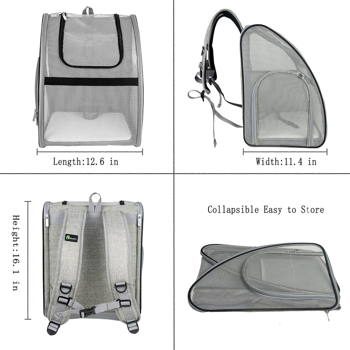 Pet Carrier Backpack, Ventilated and Breathable for Cats Dogs, Collapsible Designed for Travel, Hiking & Outdoor Use Black