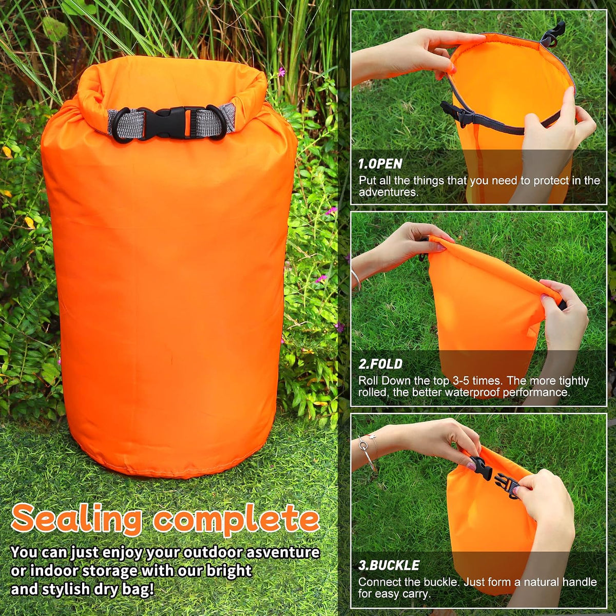 Desoto Waterproof Dry Bag 2 packs, 2L/5L/10L/20L/40L/70L Dry Sack Lightweight Portable, Dry Storage Bag to Keep Gear Dry Clean for Kayaking, Gym, Hiking, Swimming, Camping