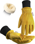 DULFINE Winter Insulated Cowhide Leather Work Gloves for Men and Women