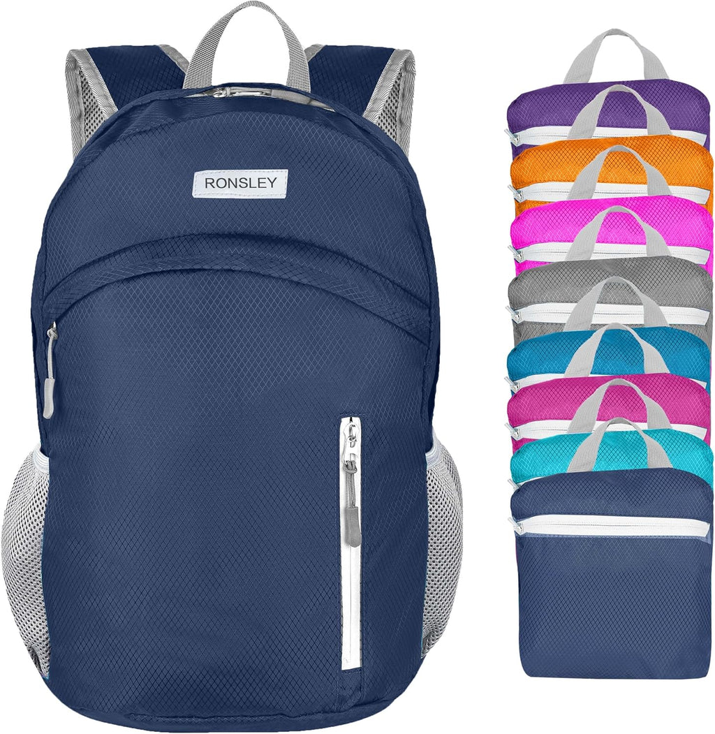 Waterproof Foldable Hiking Backpack, Lightweight Beach Bag DarkBlue