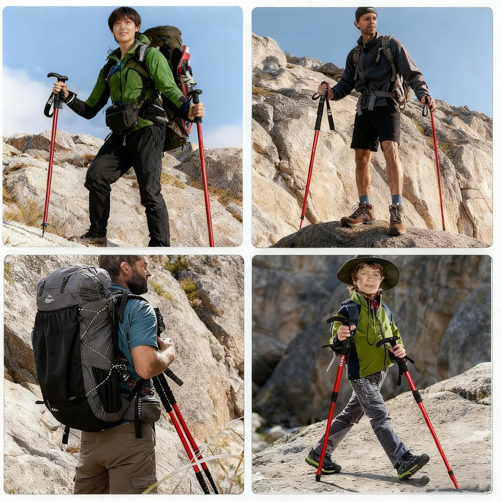Retractable Trekking Pole Aluminum Alloy Walking Poles Portable Hiking Pole Suitable for Outdoor Activities Such as Mountaineering,Traveling,and Cross-Country Running
