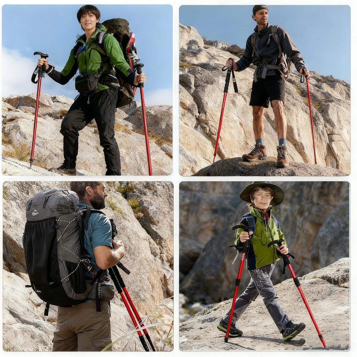 Retractable Trekking Pole Aluminum Alloy Walking Poles Portable Hiking Pole Suitable for Outdoor Activities Such as Mountaineering,Traveling,and Cross-Country Running