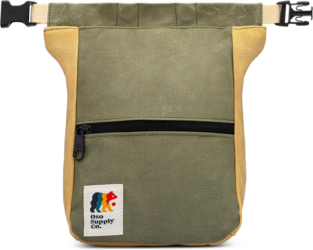 Oso Supply Co - Kulshan Bouldering Bucket, Large Size Chalk Bag for Rock Climbing, Chalk Pot with Magnetic Roll Down Closure, Brush Loop, Zippered Pockets for Climbers