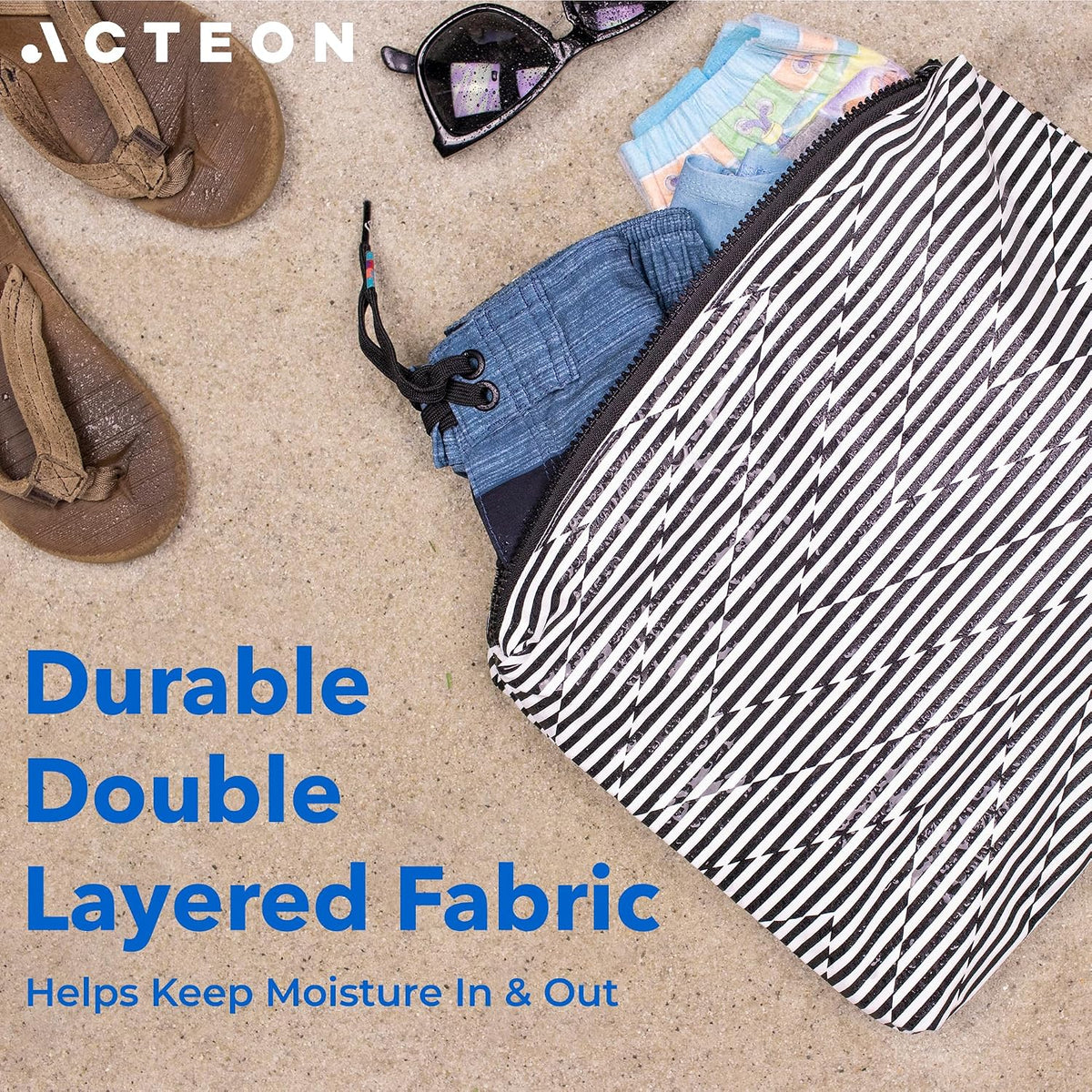 Acteon Wet Dry Bag for Gym Clothes & Swim, Water-Resistant Pouch - Zag