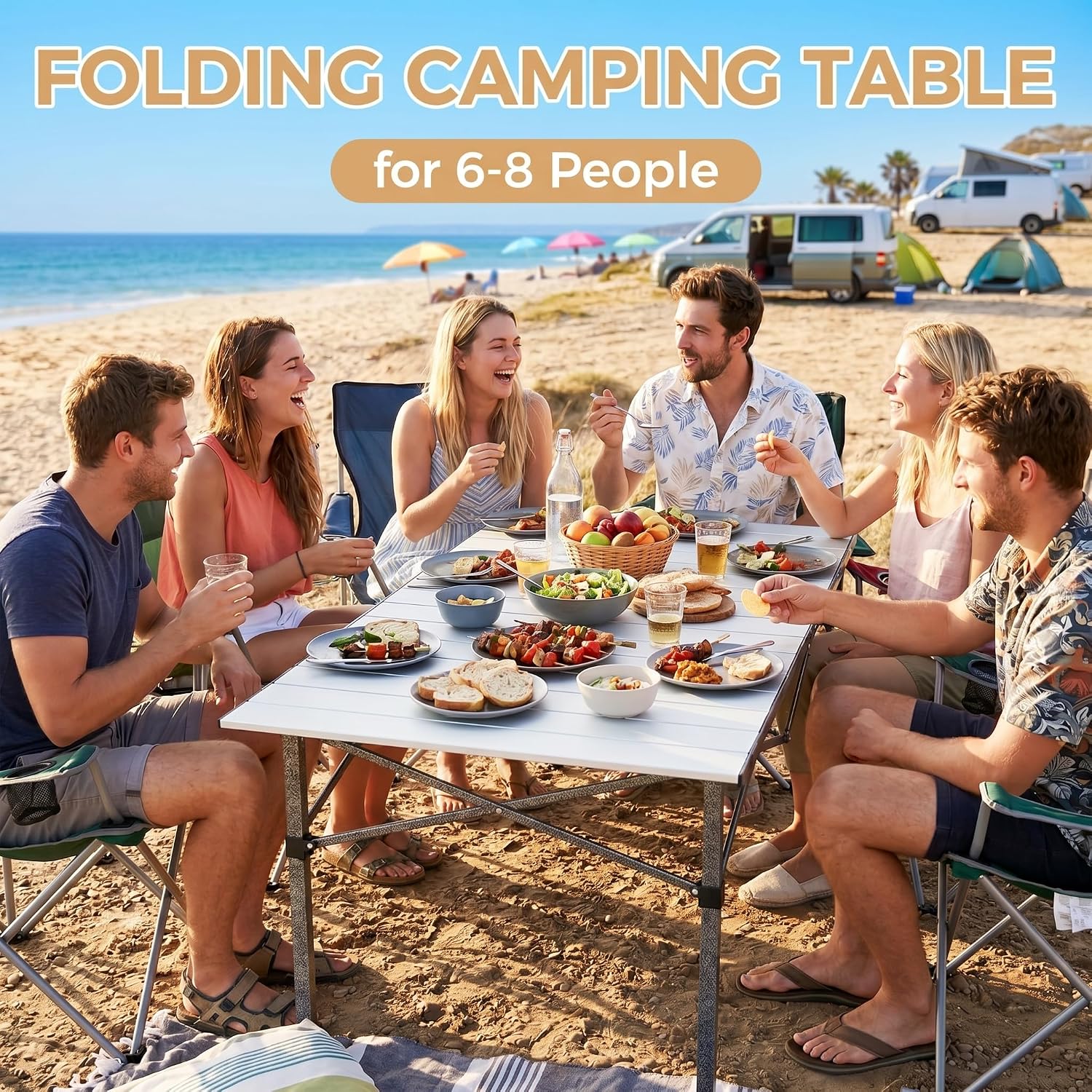 KingCamp Large 53.5" Folding Camping Table, 265 LBS Heavy Duty Table