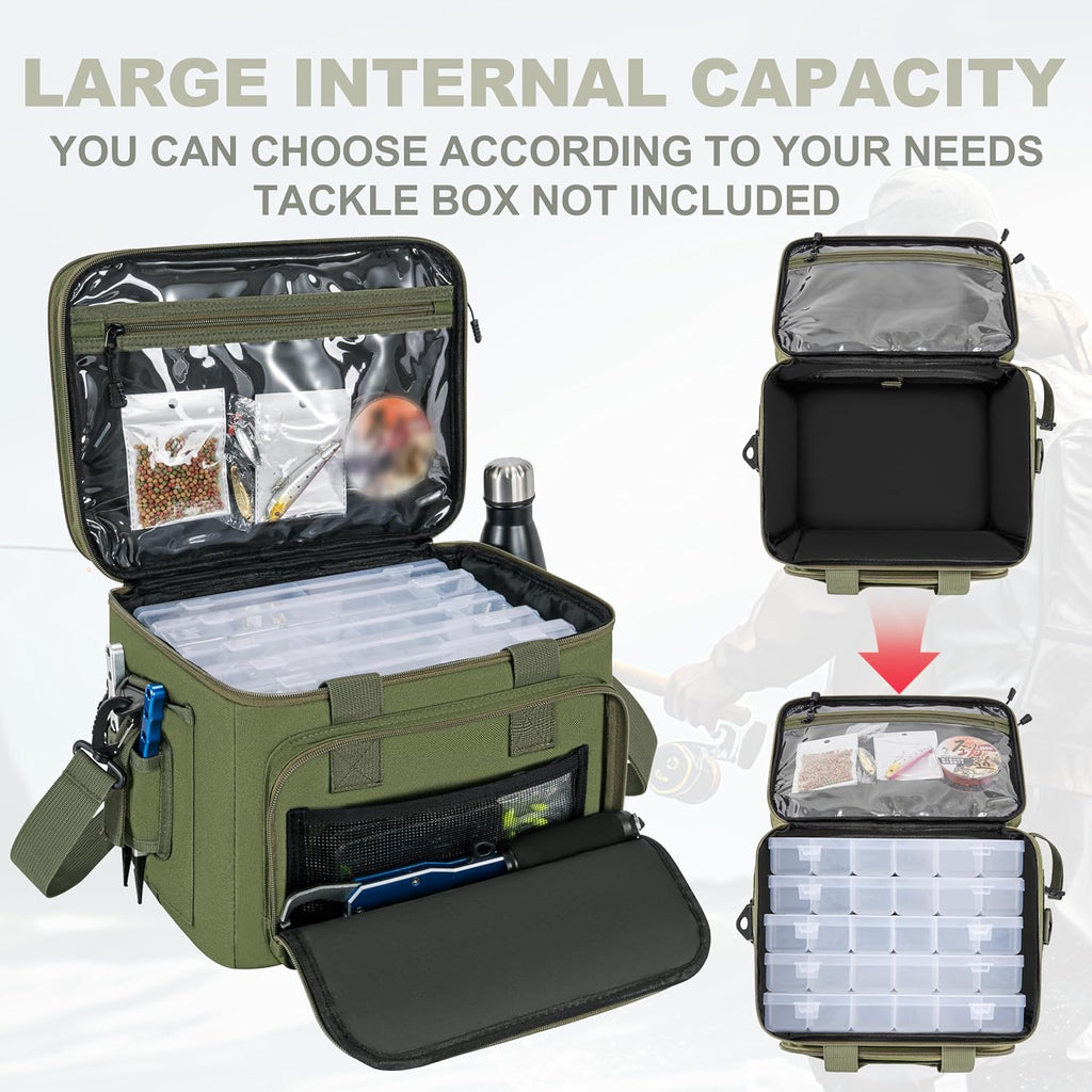 Fishing Tackle Bags, 19L Waterproof Tackle Box Organizer Shoulder
