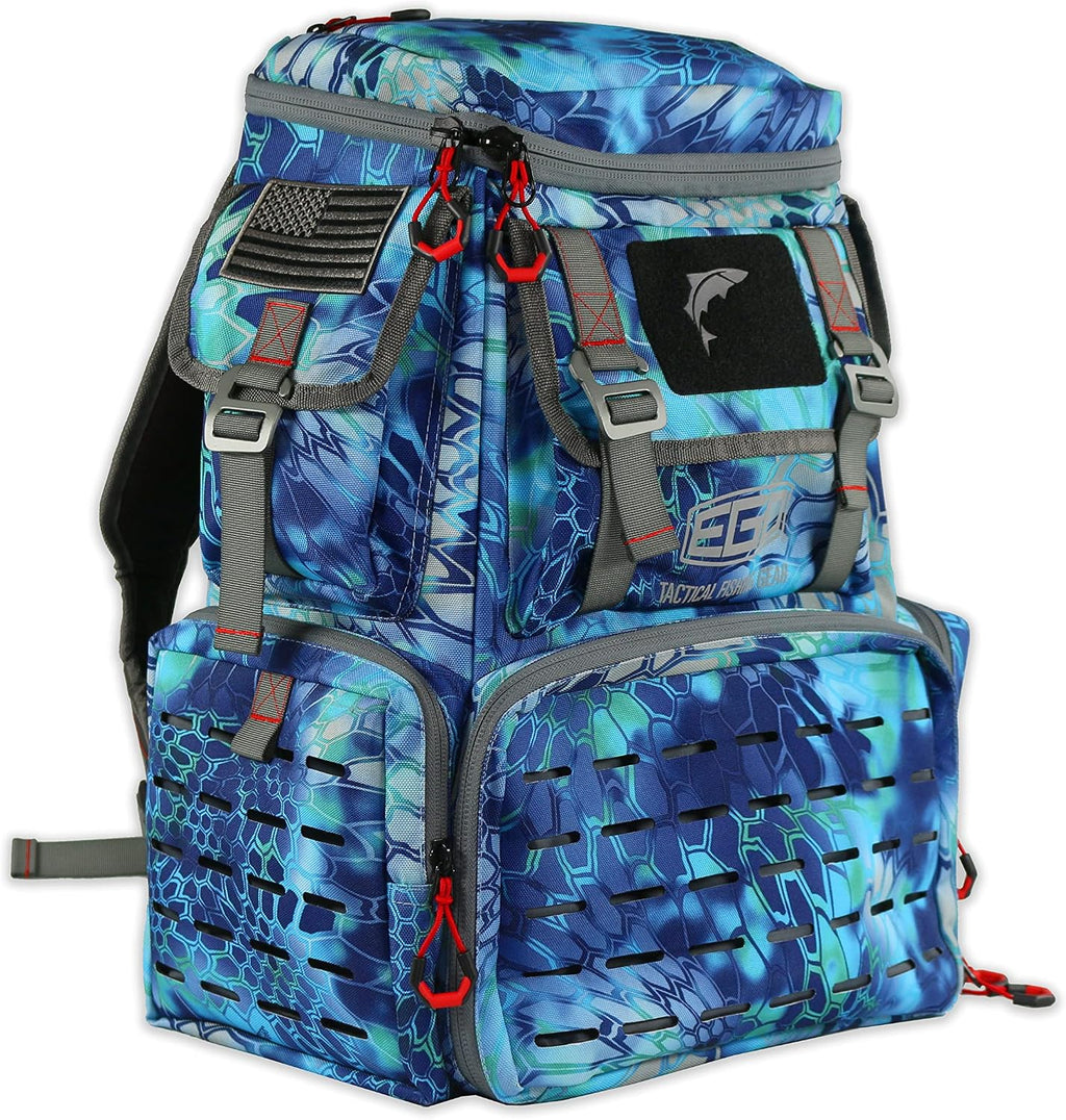 Ego Kryptek Tackle Box Backpack, 1000D Nylon, 4 Tackle Trays, PVC-Backed