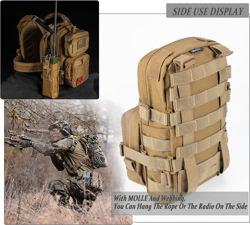 Tactical Small MOLLE Hydration Pack Outdoor Water Bladder Carrier Pack for Vest Backpack(Camo+Bladder)