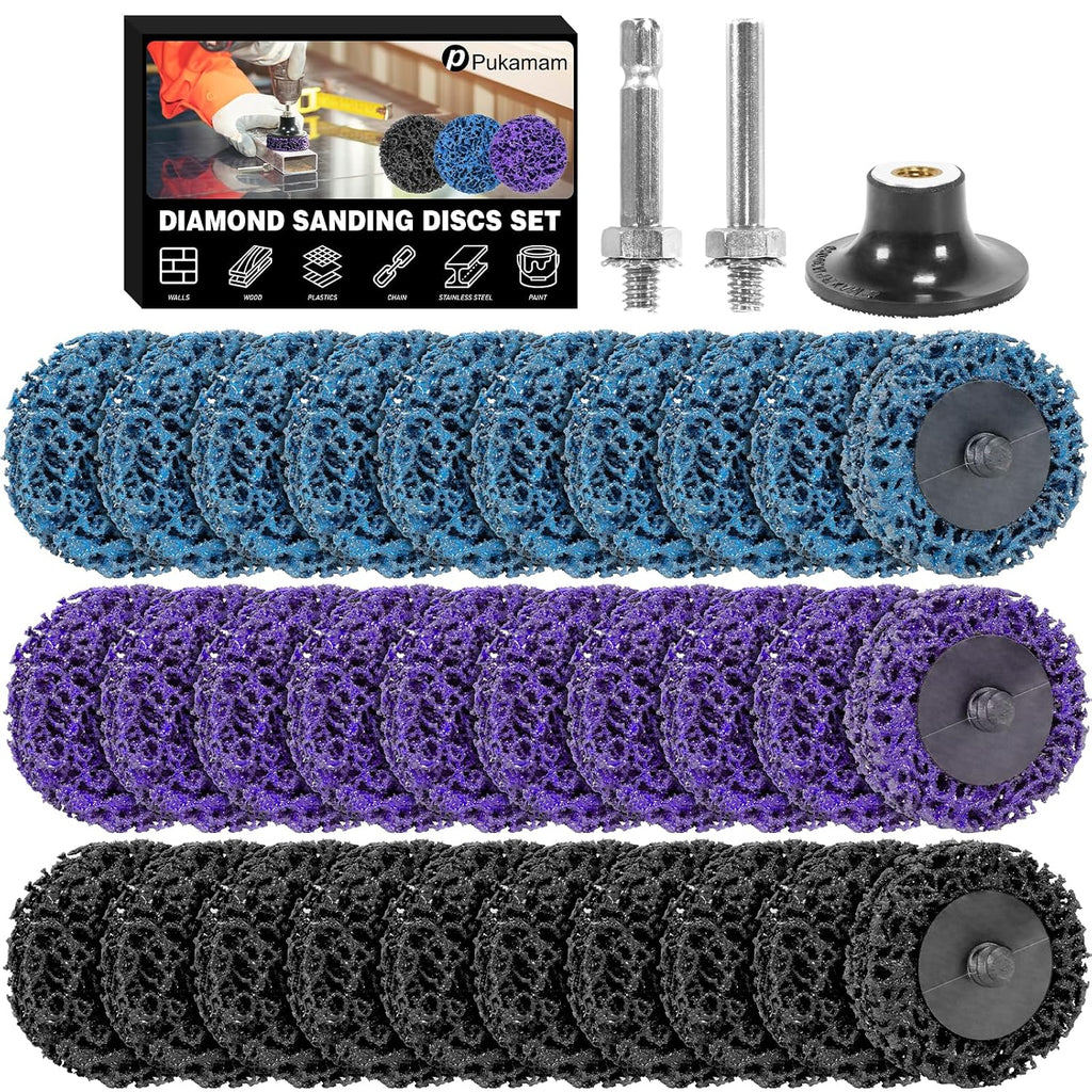 33 PCS 2" Quick Change Diamond Sanding Discs Set Easy Strip Discs, Mix
