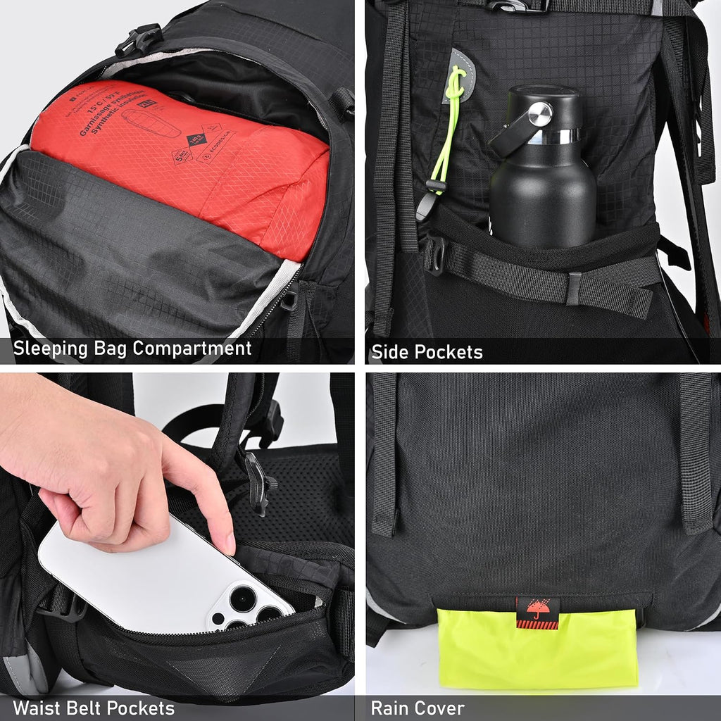 N NEVO RHINO 40L Internal Frame Hiking Backpack with Rain Cover