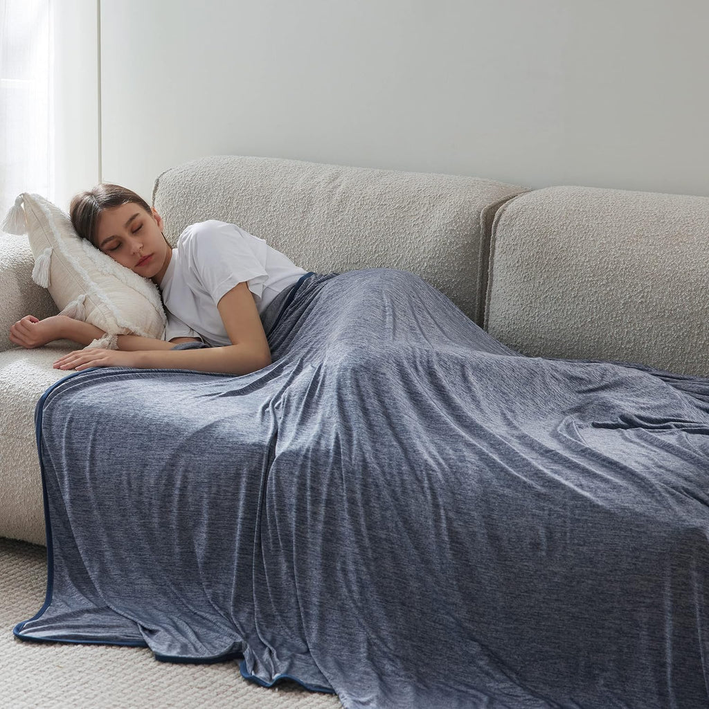 Bedsure Silky Soft Cooling Blanket for Hot Sleepers, Throw XL, Navy