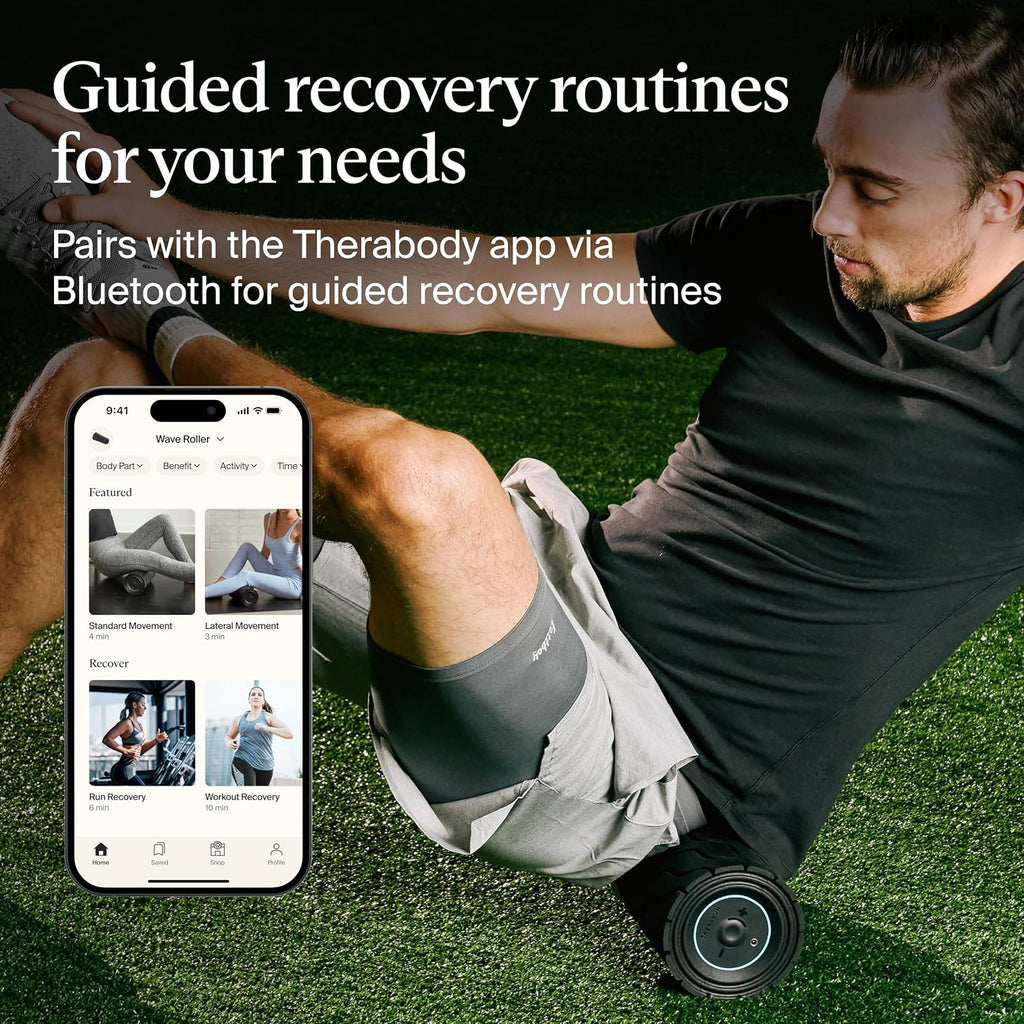 TheraGun Therabody WaveRoller - High Density Foam Roller for Body and Large Muscles. Bluetooth Enabled with 5 Customizable Vibration Frequencies in Therabody App