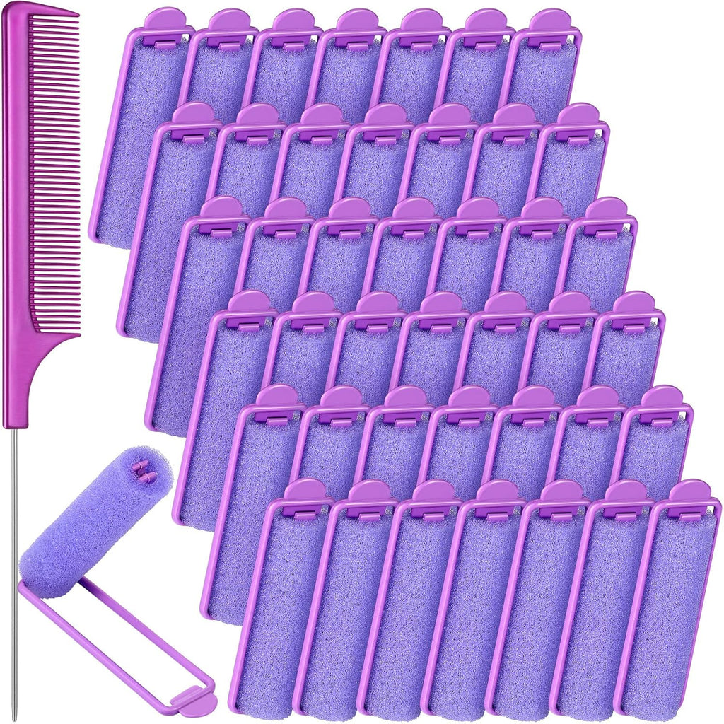 Syhood 43 Pcs Foam Sponge Hair Rollers Set Women, Tail Comb, Blue
