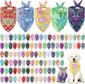 Sanwuta 100 Pcs Summer Paisley Hawaiian Dog Bandana Bulk Pet Triangle Scarf Bibs Bandanas for Dog Washable Kerchief Adjustable Grooming Supplies for Small Medium Large Seasonal Cat Costume Accessories