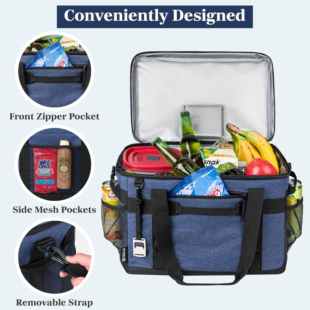 OPUX Collapsible Soft Cooler Bag, 48/60 Cans Leakproof, Insulated Tote