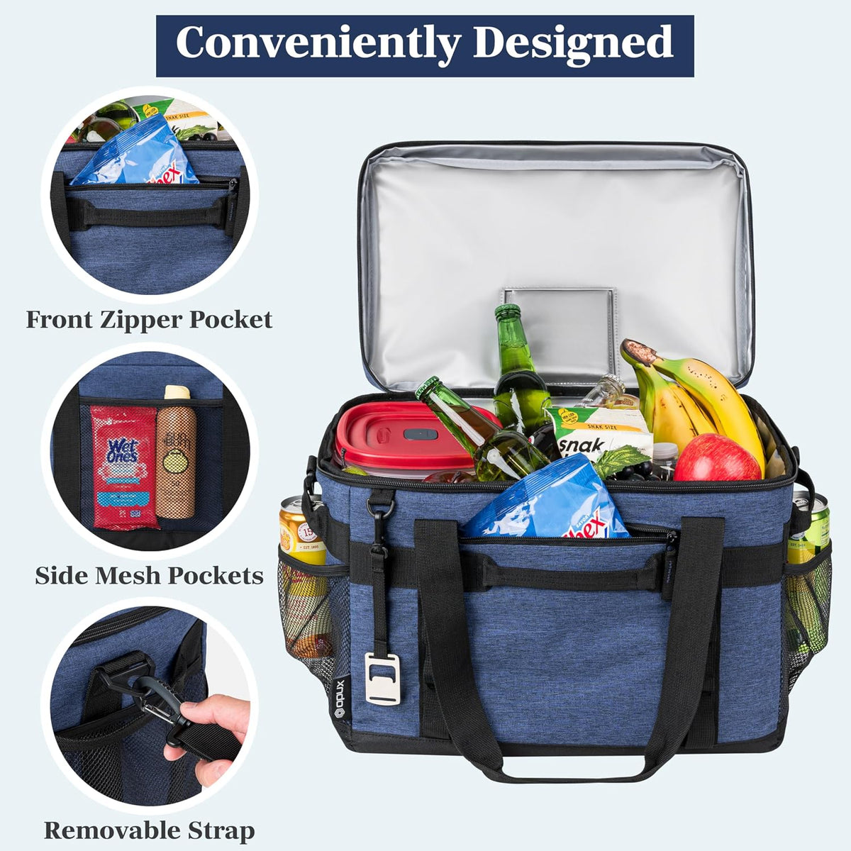 OPUX Collapsible Soft Cooler Bag, 48/60 Cans Leakproof, Insulated Tote