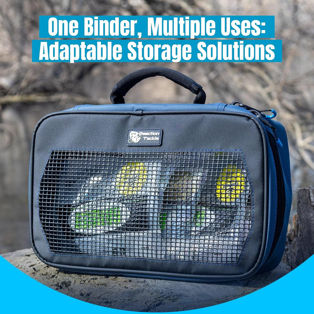 Reaction Tackle Deluxe Bait Binder, Water Resistant Soft Bait Storage System for Soft Plastics and Rigs with Zippered Sleeves, Mesh Bag