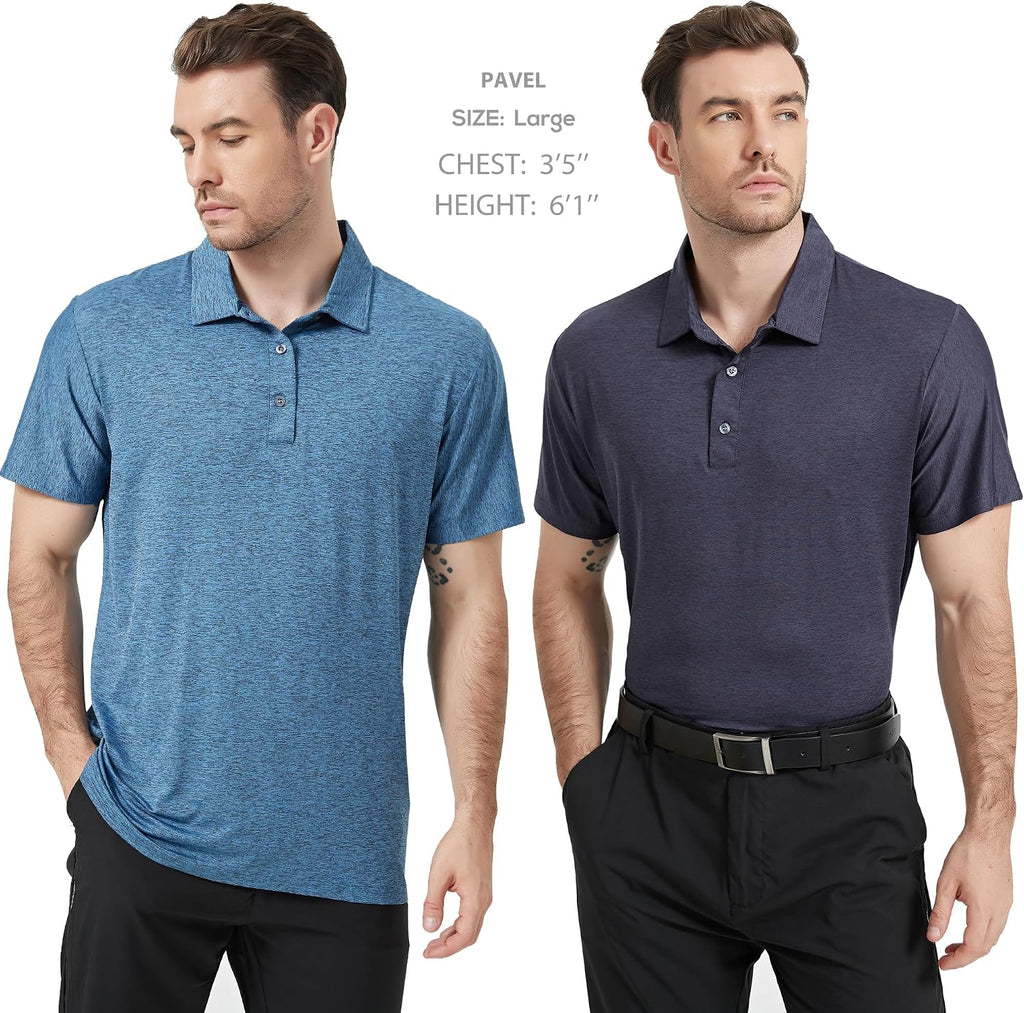 5 Pack Men's Polo Shirts Short Sleeve Golf T Shirt Performance Casual