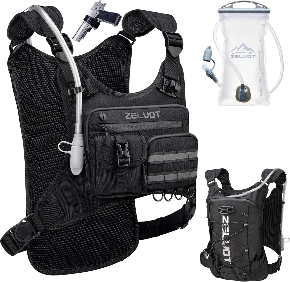Zelvot Running Vest with 2L Water Bladder, 12L Water Backpack for Men Women