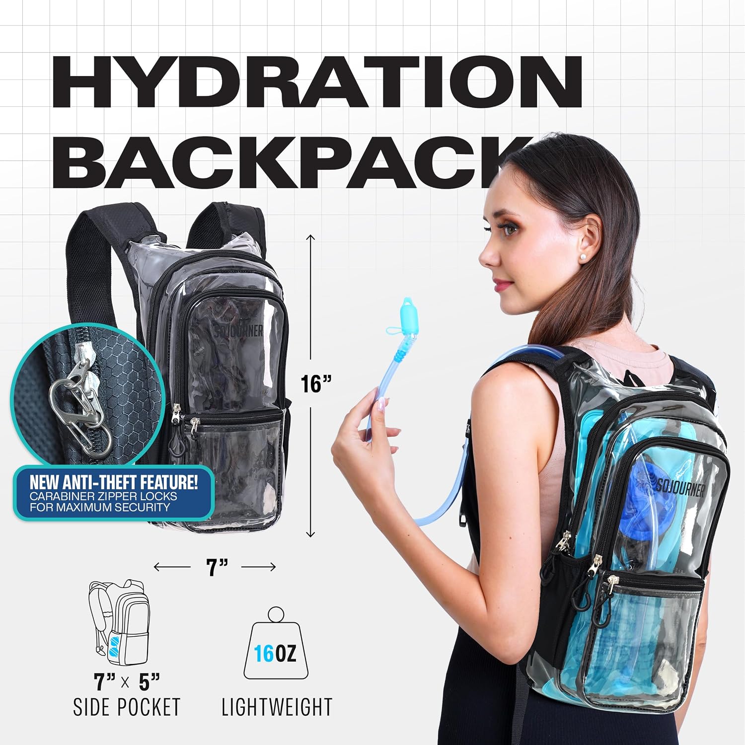 Sojourner Hydration Pack, Hydration Backpack - Water Backpack with 2l Hydration Bladder, Festival Essential - Rave Hydration Pack Hydropack Hydro for Hiking, Running, Biking, Festival Gear