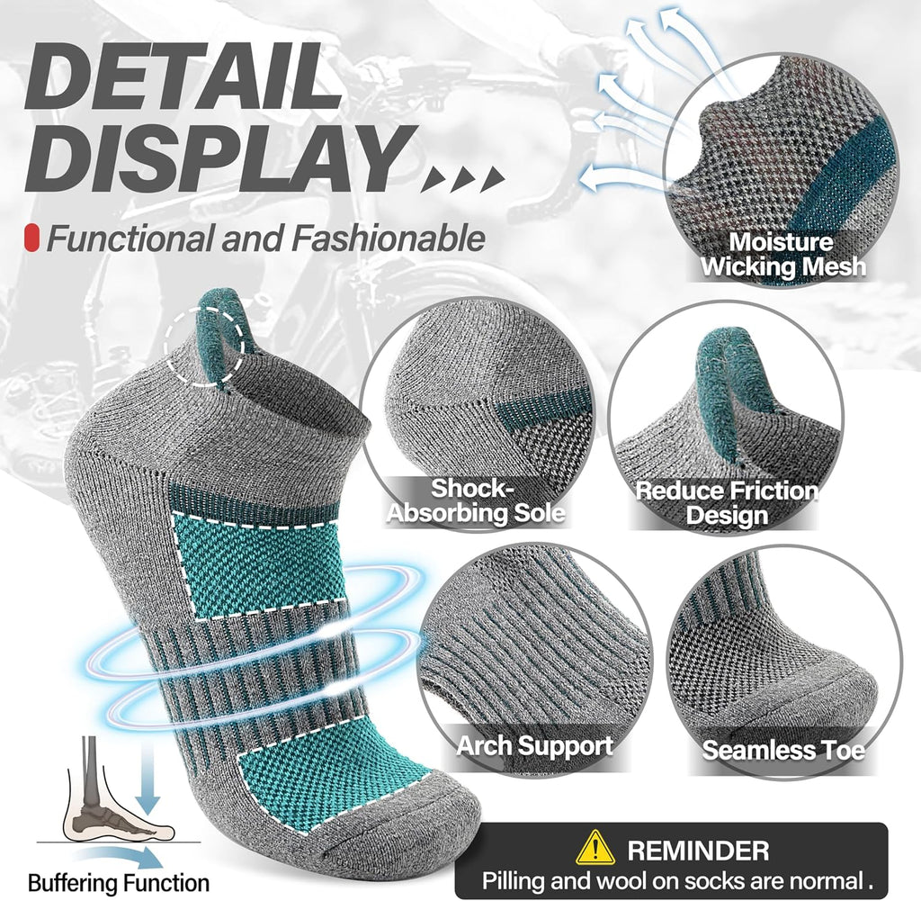 Anlisim Merino Wool Ankle Running Hiking Socks for Women and Men