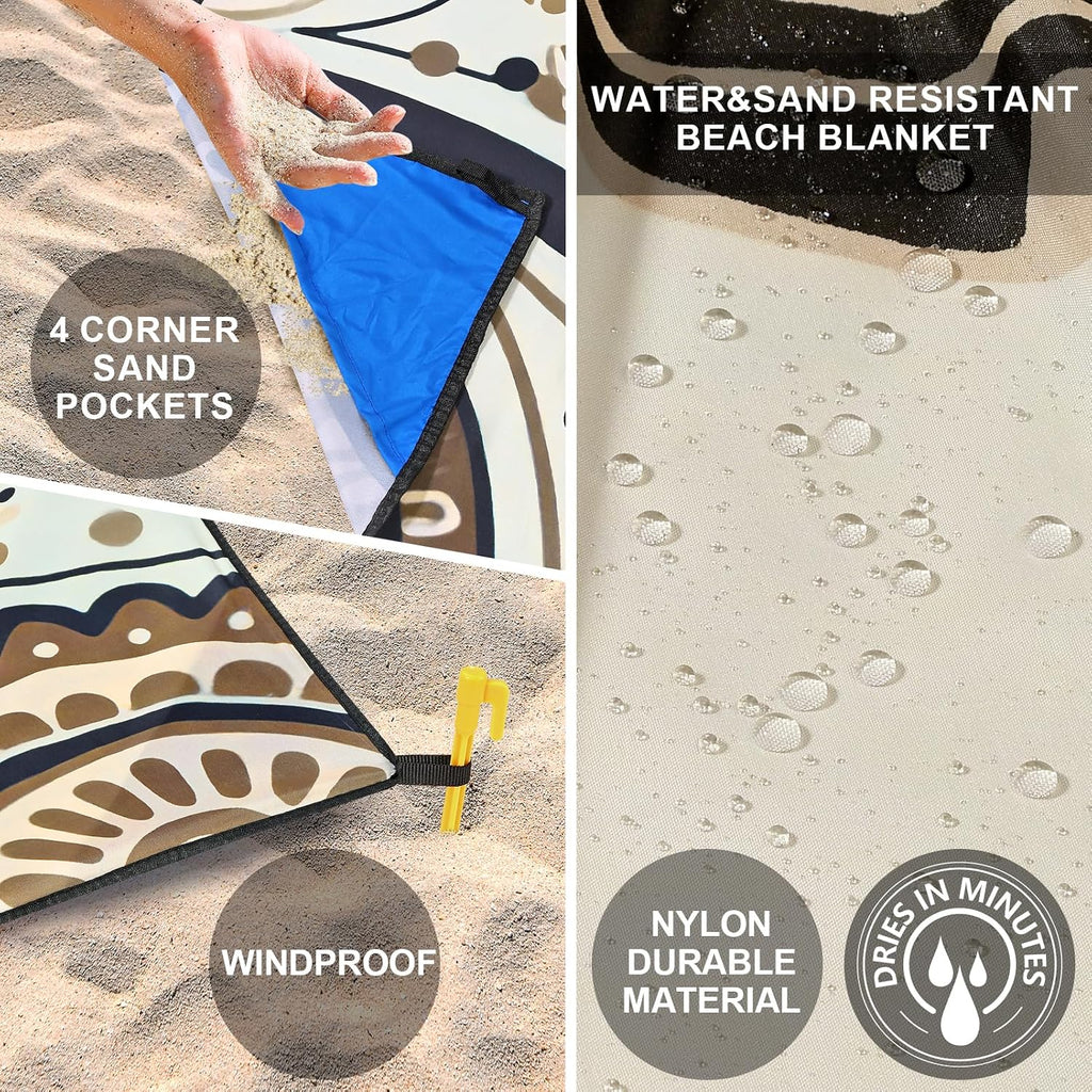 WIWIGO Beach Blanket Mat Waterproof Sandproof for 2-8 Adults Quick Drying