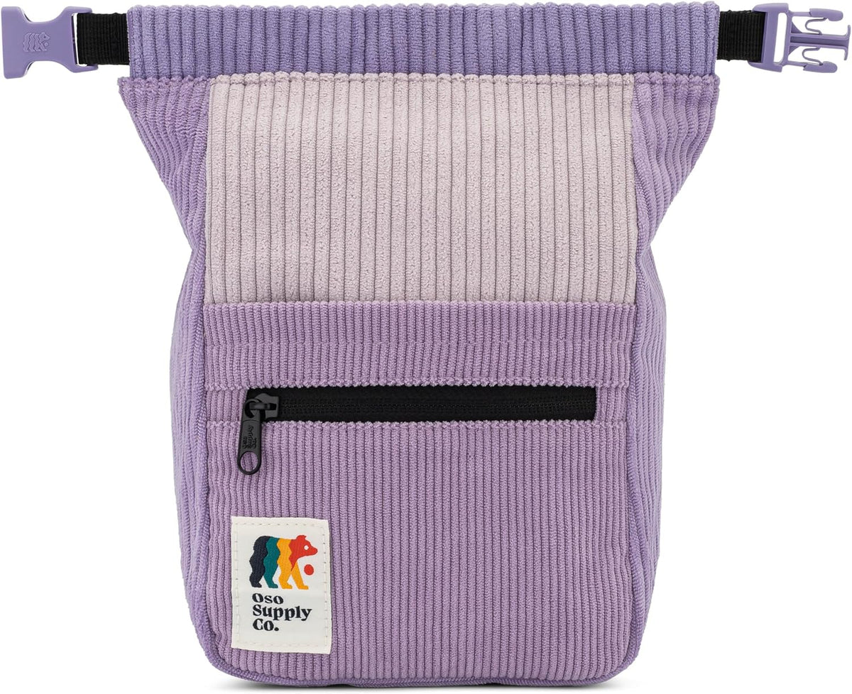 Oso Supply Co - Retro Corduroy Bouldering Bucket, Large Size Freestanding Chalk Bag for Rock Climbing, Magnetic Roll Down Closure, Dual Brush Loops, Zippered Pockets and Pouch