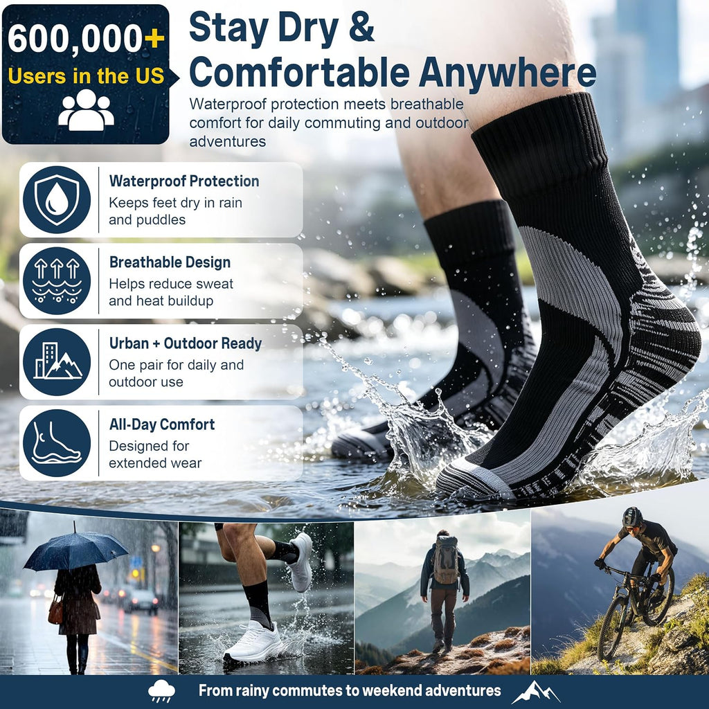 RANDY SUN Waterproof Breathable Socks, [SGS Certified] Unisex Skiing Trekking Hiking Wading Trail Socks