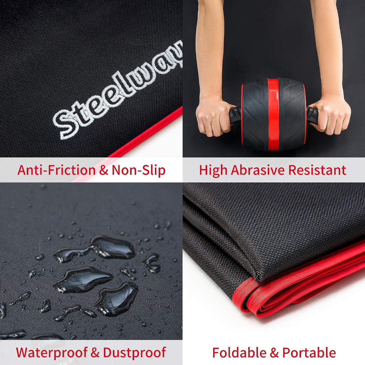 Exercise Mat for AB Roller AB Mat Thin, Long Foldable Gym Mats for Home Gym, Indoor and Out door exercises, Black Picnic Mat for One Person,99'x29'