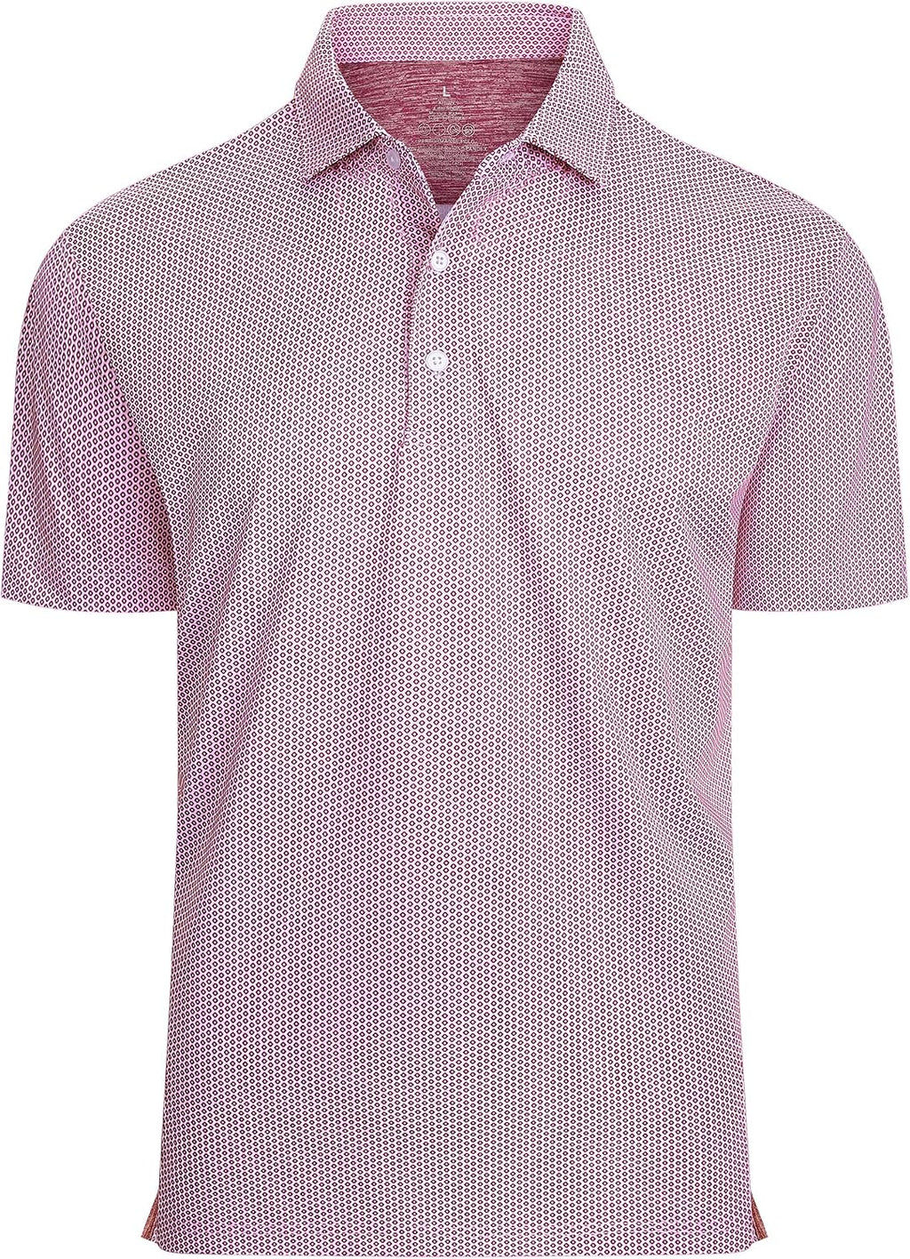 Damipow Golf Shirts for Men Dry Fit Short Sleeve Print Collared Polo Shirt