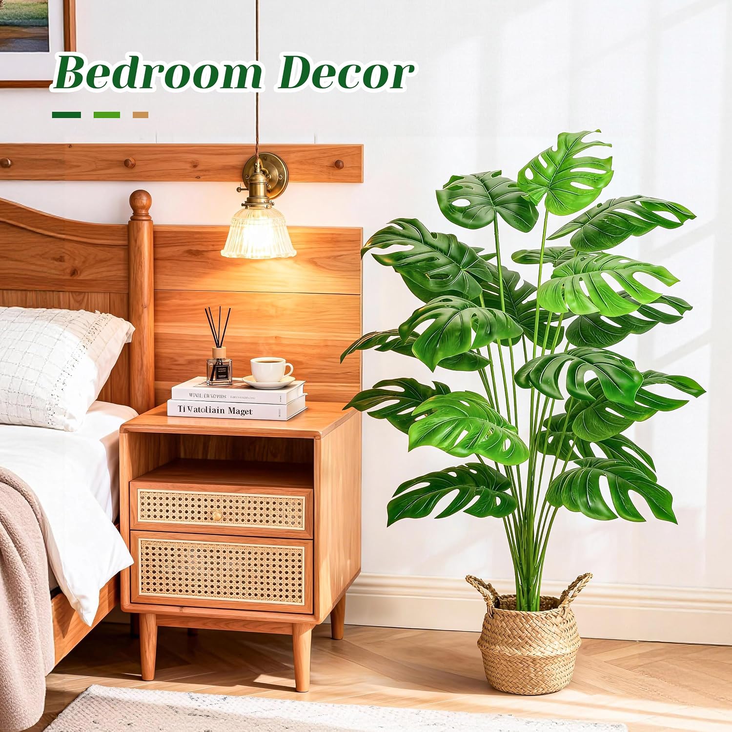Der Rose 44" Tall Fake Plants, Artificial Tree in Round Basket Home Decor