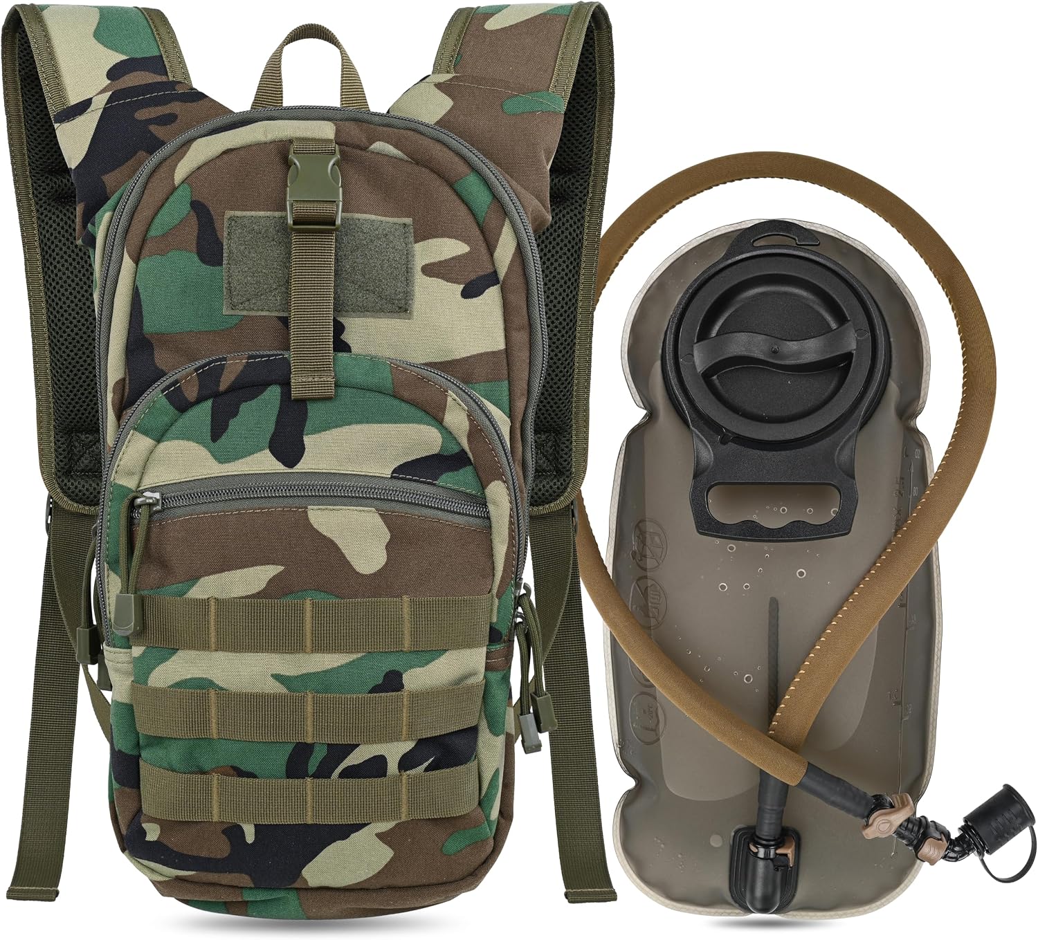 MARCHWAY Tactical Molle Hydration Pack with 2.5L TPU Water Bladder, Low-Profile Organized Military Backpack for Hiking, Cycling, Backpacking, Hunting, Running