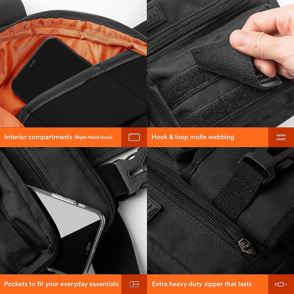 Fitdom Running Chest Pack for Men, Tactical Sports Utility Bag with Pockets