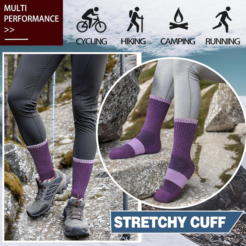Anlisim Merino Wool Hiking Running Socks for Women, Boot Work Crew Socks