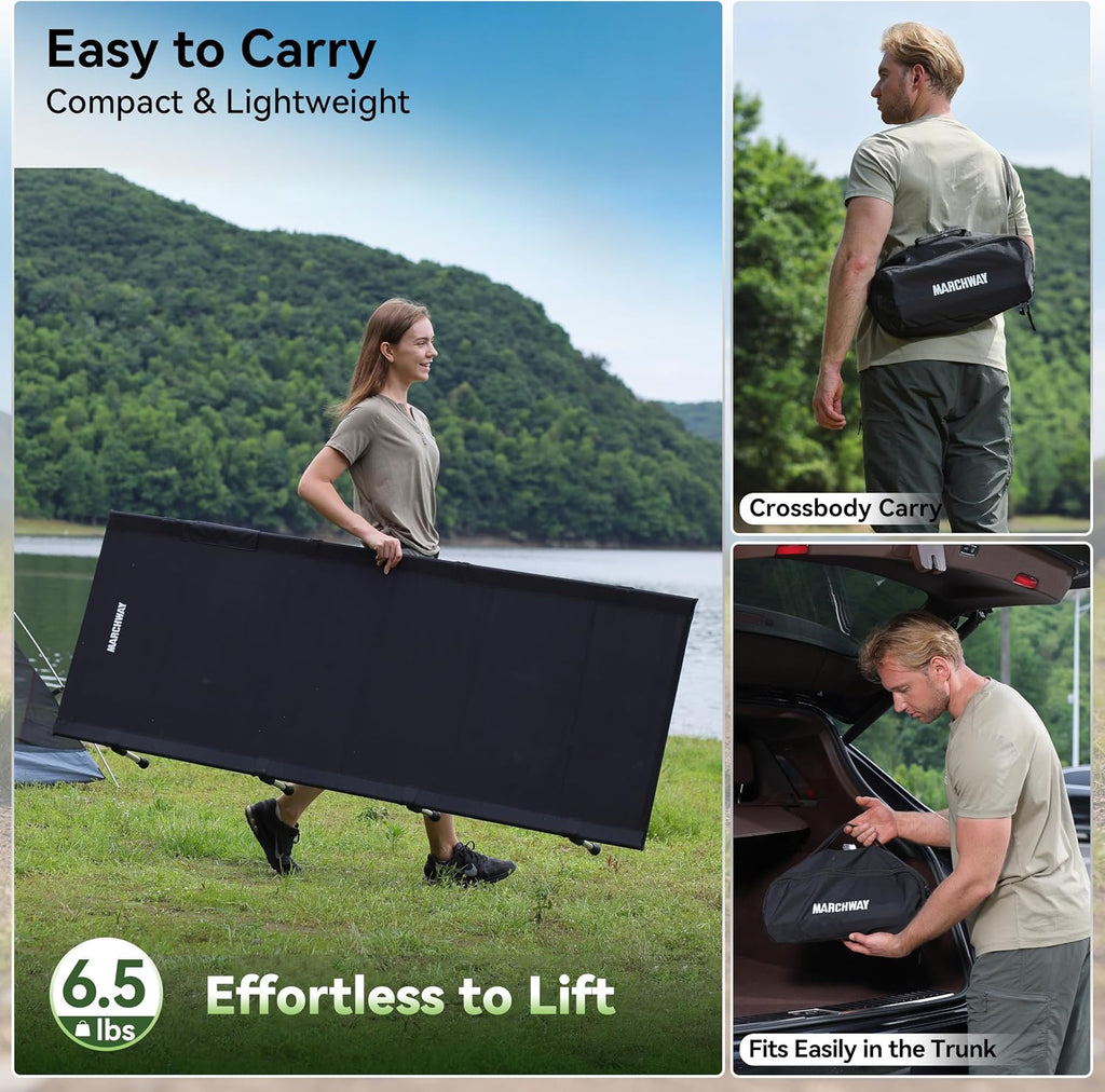 MARCHWAY Lightweight Folding Camping Cot Bed with Lever Lock, Easy Setup