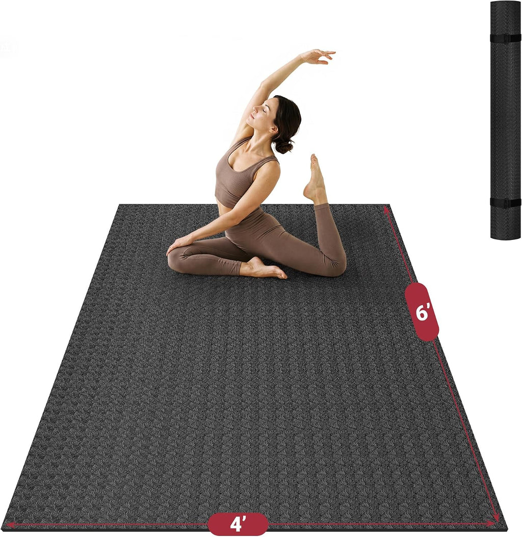 VTORY Extra Large Yoga Mat - 6'x4'/7'x5'/8'x5'/9'x5'x6mm (1/4inch)