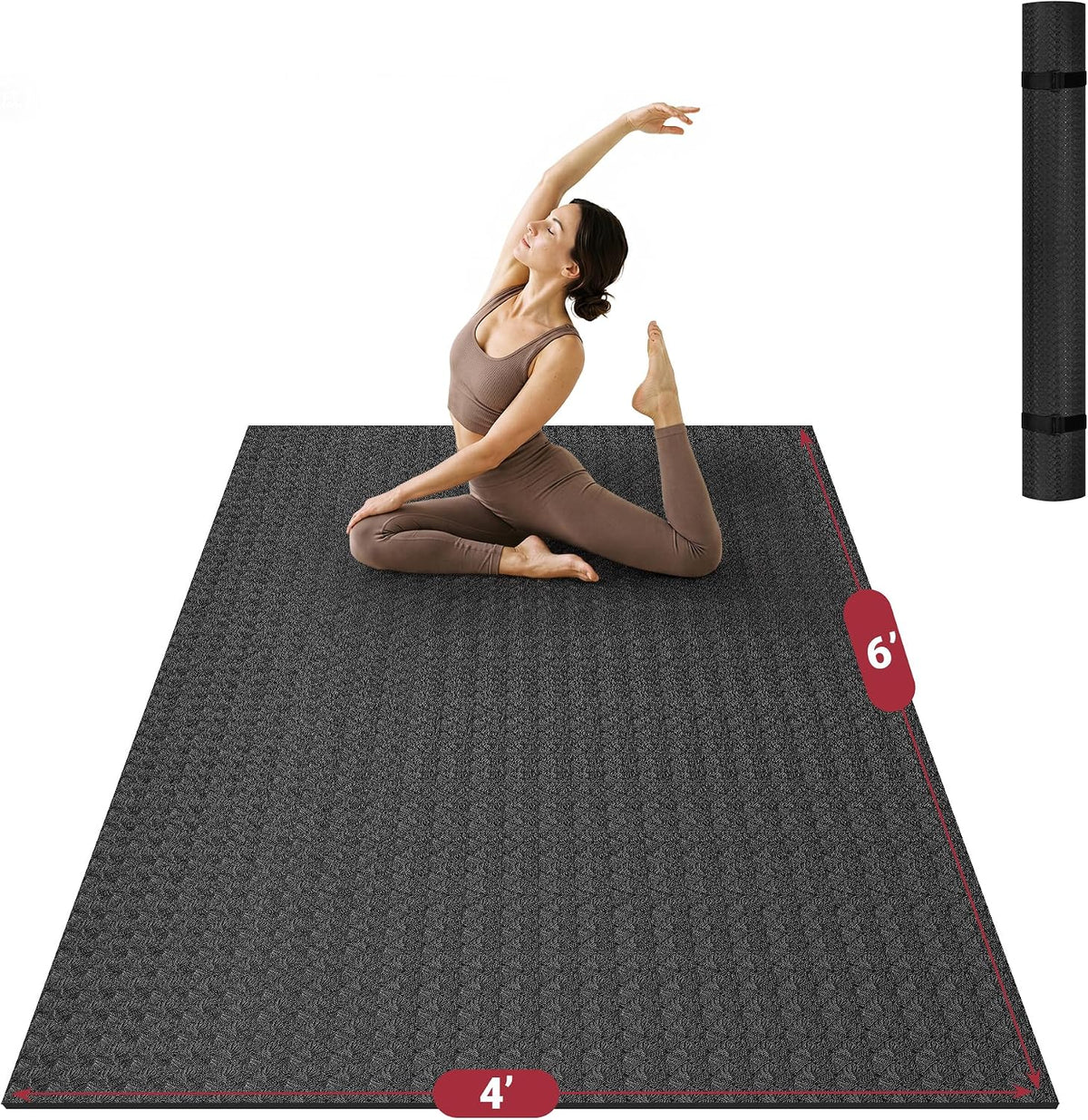 VTORY Extra Large Yoga Mat - 6'x4'/7'x5'/8'x5'/9'x5'x6mm (1/4inch)