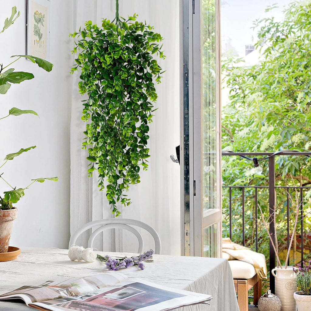 Waipfaru 4Pcs Fake Hanging Plants 2.7FT Fake Plants Fake Vines Greenery