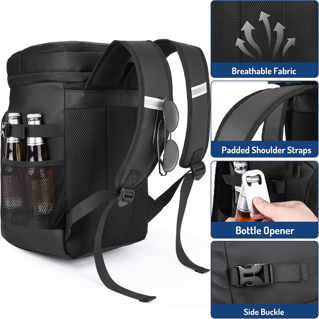 DEYACE Cooler Backpack, 33 Cans Tactical Inspired Backpack Cooler Insulated Leak Proof for Men & Women Portable 2 Leak Proof Compartments Coolers Bag for Beach Travel Picnic Lunch Hiking BBQ Camping