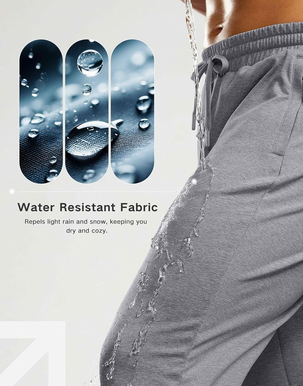 G Gradual Men's Fleece Lined Pants with 3 Zipper Pockets Water Resistant Winter Warm Hiking Pants Athletic Sweatpants for Men