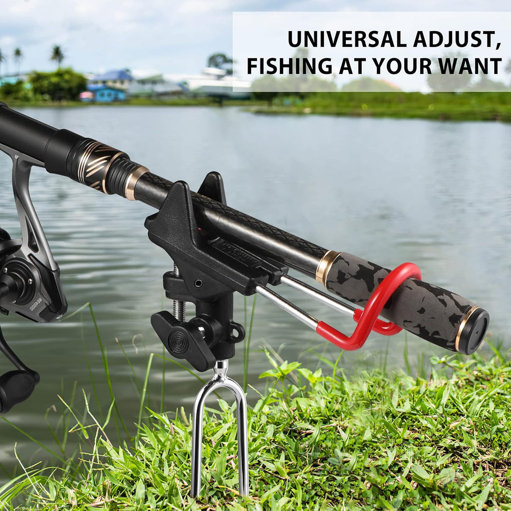 PLUSINNO Fishing Rod Holders - Upgraded 360 Degree Adjustable Fishing Pole Stand Equipment for Bank, Beach, Gift for Men