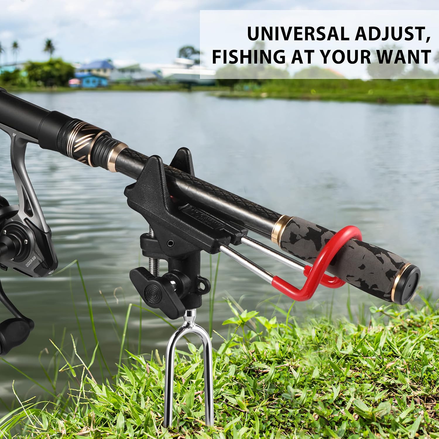PLUSINNO Fishing Rod Holders - Upgraded 360 Degree Adjustable Fishing Pole Stand Equipment for Bank, Beach, Gift for Men