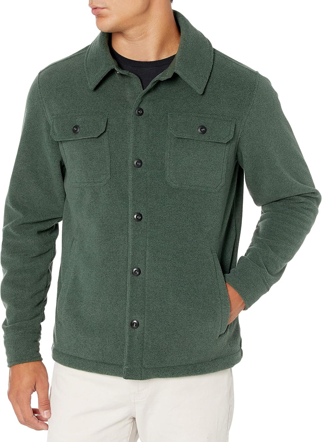 Amazon Essentials Men's Long-Sleeve Polar Fleece Shirt Jacket for Winter, Jackets