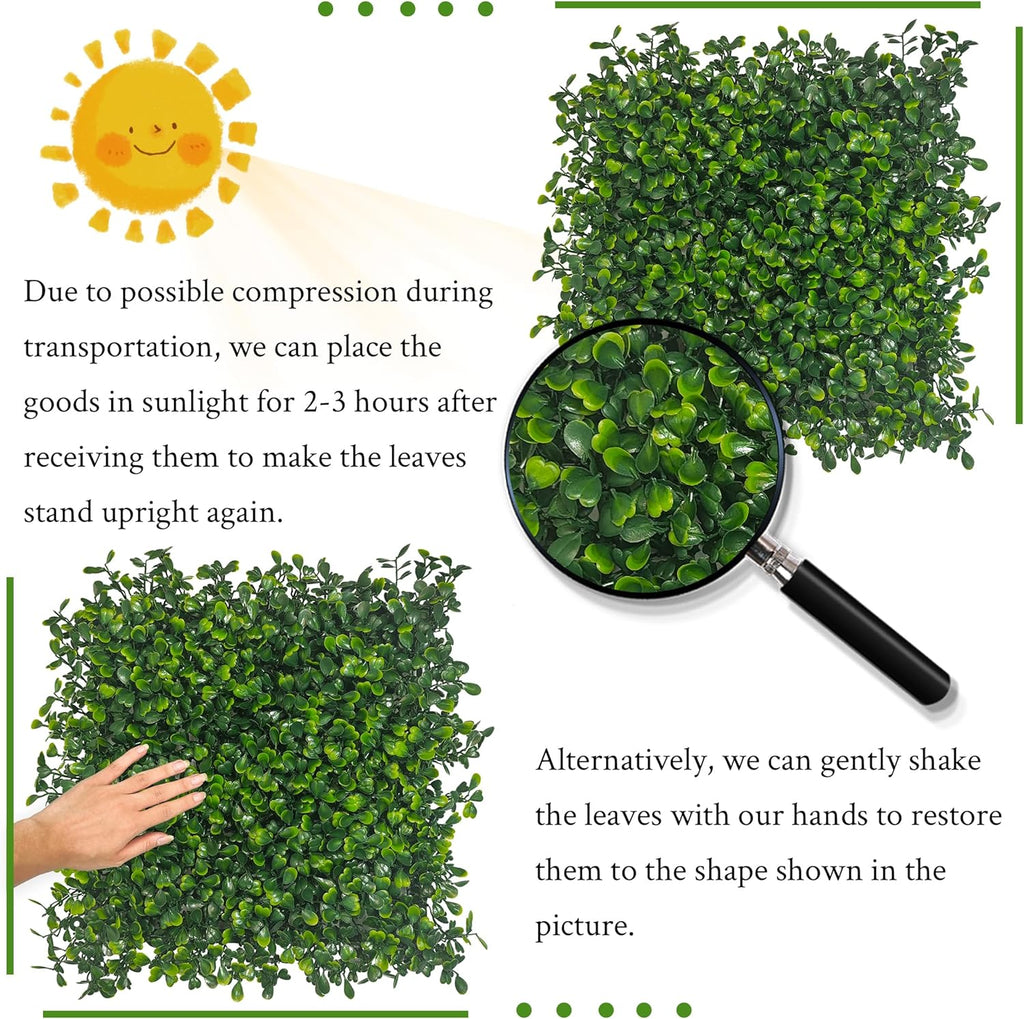 10"x 10"(8 P), UV-Anti Artificial Grass Wall Panel, 4-Layer Leaf