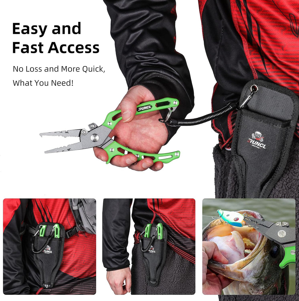 RUNCL Fishing Plier & Fish Lip Gripper Kit, Multi-Function Fishing Tools for Men, Premium Saltwater & Freshwater Fishing Gear, Ultimate Fishing Remover Extractor, Ideal Fishing Gifts for Men
