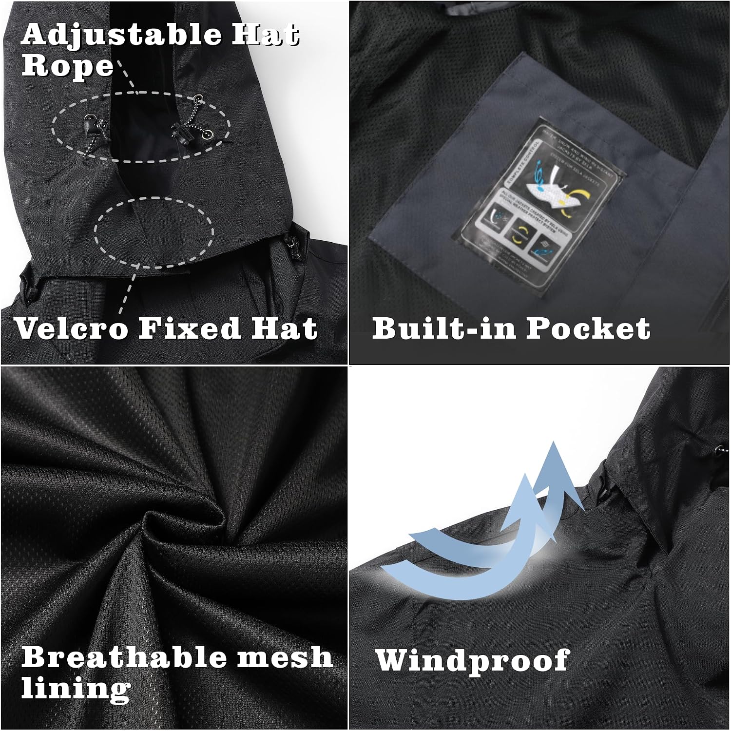 GIISAM Rain Jacket for Men, Mens Waterproof Raincoat Lightweight Rain Jackets Outdoor Rain Coat Windbreaker with Hood