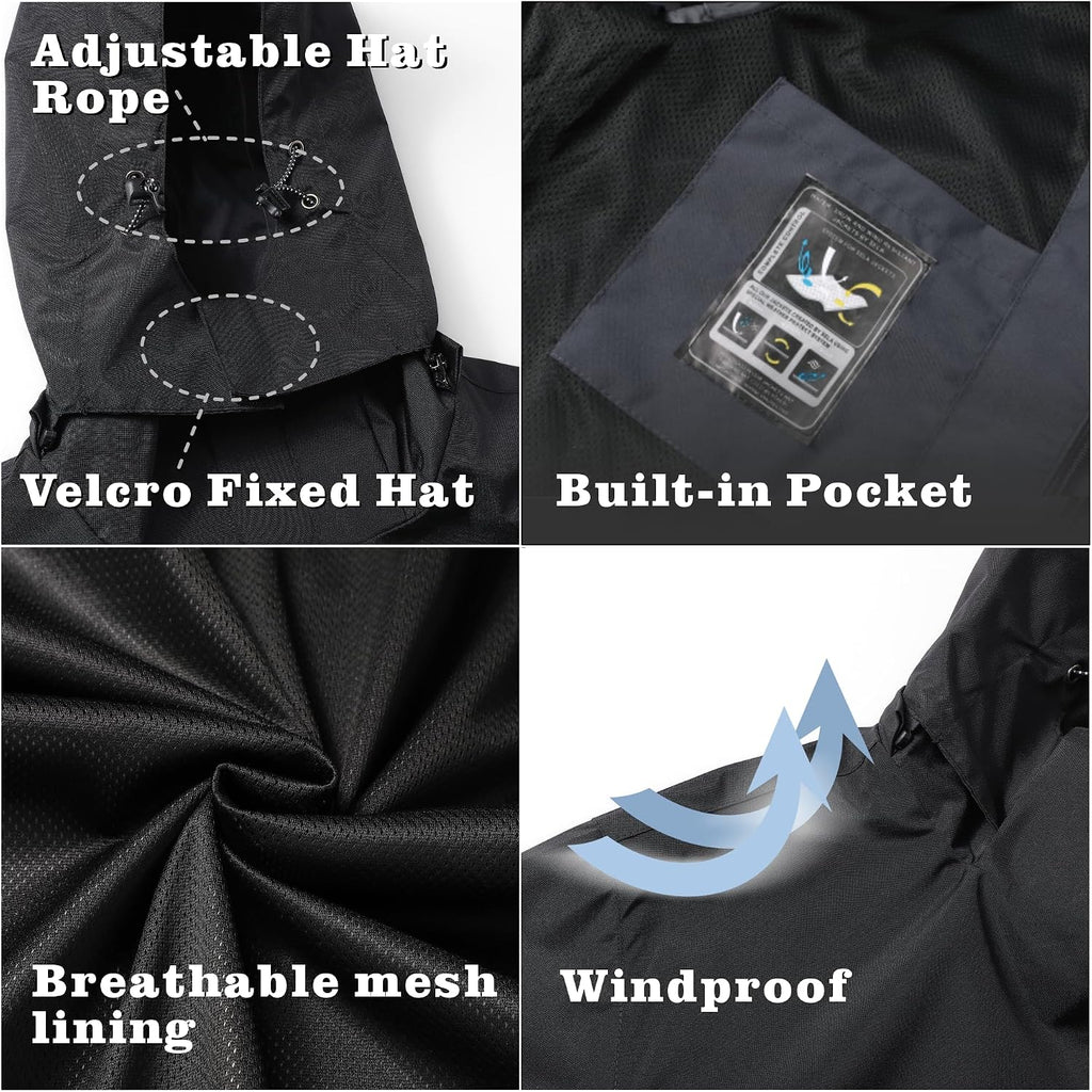 GIISAM Rain Jacket for Men, Mens Waterproof Raincoat Lightweight Rain Jackets Outdoor Rain Coat Windbreaker with Hood